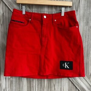 Calvin Klein Jeans "Tango Red" Denim Mini Skirt